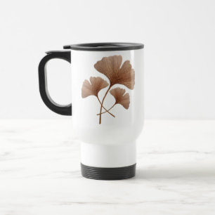 Taza De Viaje Hoja de Ginkgo marrón rojizo personalizada con nom
