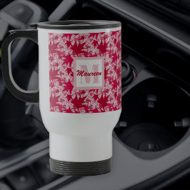 Taza De Viaje Hojas de arce en un tazón rosado de viaje