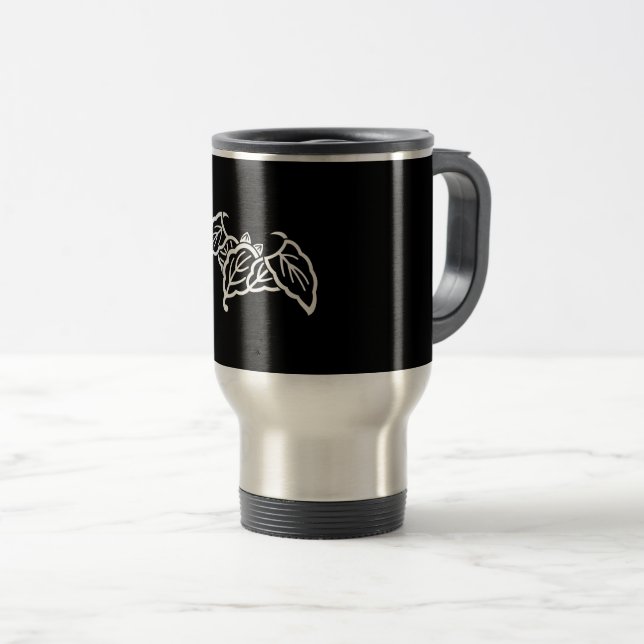 Taza De Viaje Hojas de roble con forma de murciélago sombreado (Anverso derecho)
