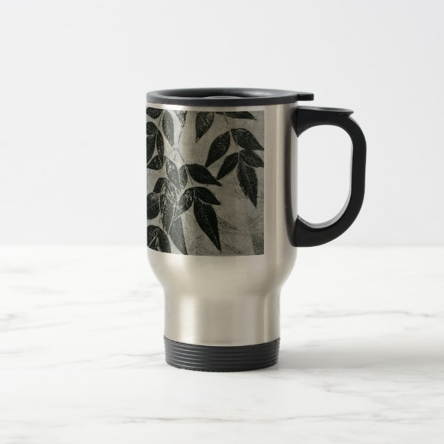 Taza De Viaje Hojas en blanco y negro (Derecha)