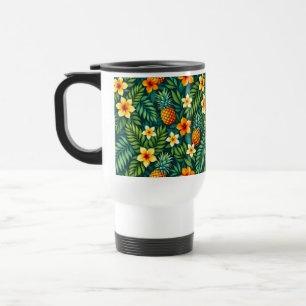 Taza De Viaje Hojas tropicales y patrón de piña
