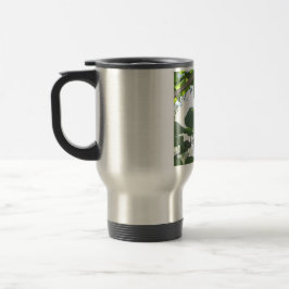 Taza De Viaje hojas verdes y tronco de árbol con corteza fresca
