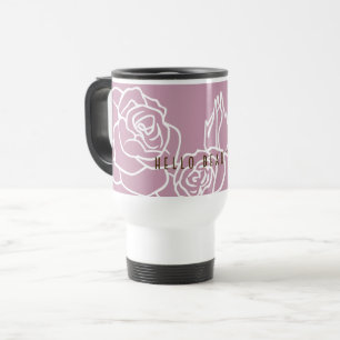 Taza De Viaje Hola Hermosa - Rosa Rosa Moderna y Elegante