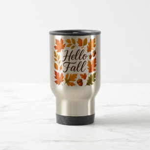 Taza De Viaje Hola Hojas de otoño y bellotas