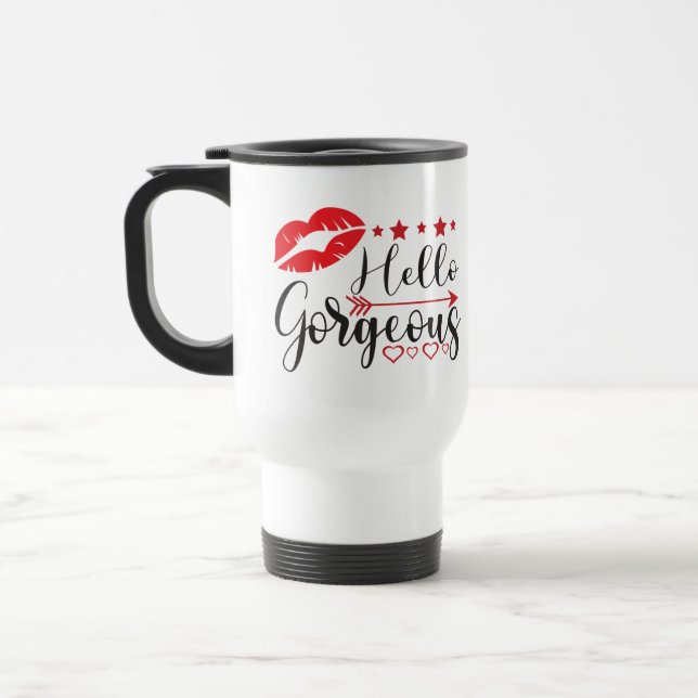 Taza De Viaje Hola magnífico cosmetólogo de belleza, maquillador (Izquierda)