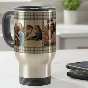 Taza De Viaje Hombre de familia a cuadros verde rústico 5 fotos