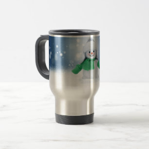 Taza De Viaje Hombre de nieve de invierno SlipperyJoe bufanda ve