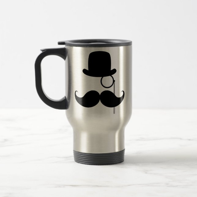 Taza De Viaje Hombre divertido negro del bigote del manillar (Izquierda)