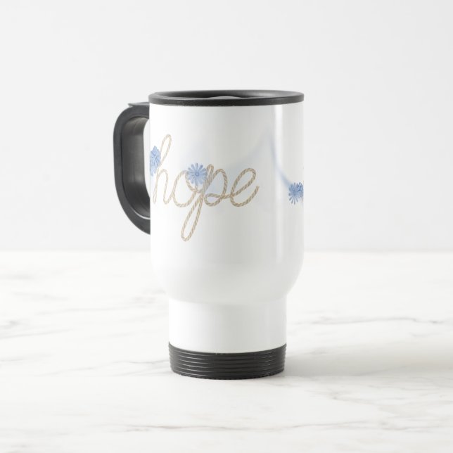 Taza De Viaje HOPE Rope Text With Blue Daisies (Anverso izquierdo)