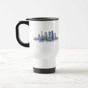 Taza De Viaje Horizonte de la ciudad de Boston en acuarela   Mod