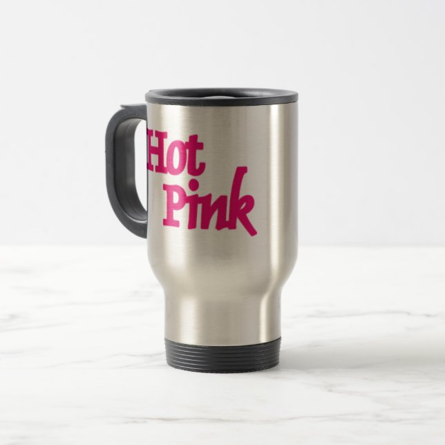 Taza De Viaje Hot Pink palabra acero inoxidable viajar mug (Anverso izquierdo)
