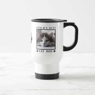 Taza De Viaje Huellas de la Mejor Mamá Gata del Mundo con Foto d