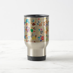 Taza De Viaje Huellas de patas de perro coloridas adorables, Bok