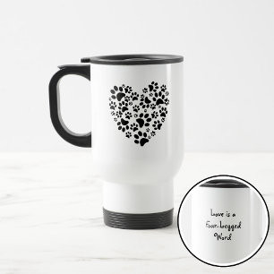 Taza De Viaje Huellas de patas de perro y gato Corazón Día de Sa