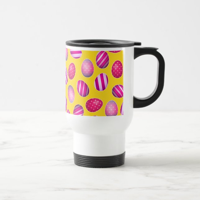 Taza De Viaje Huevos de Pascua amarillos y modelo rosado (Derecha)