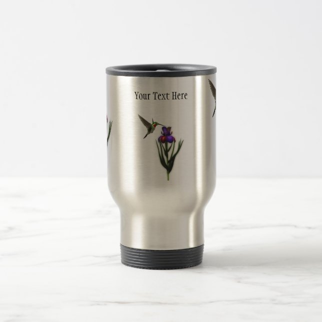 Taza De Viaje Hummingbird Iris Flower Travel Mug (Centro)