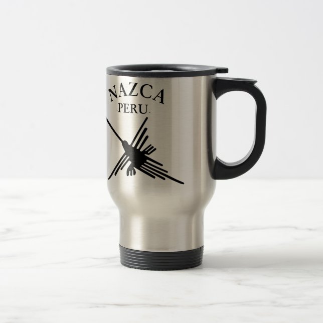 Taza De Viaje Hummingbird Nazca Peru con texto curvo (Derecha)