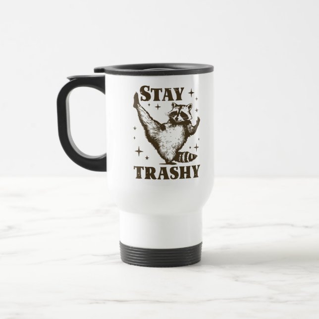Taza De Viaje Humor raccoon divertido se queda pasmado (Izquierda)