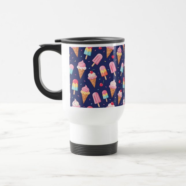 Taza De Viaje Ice cream, popsicles and cherries pattern (Izquierda)
