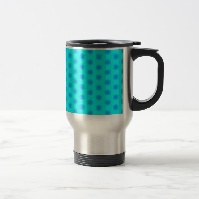 Taza De Viaje Icy Aqua y Blue Snflake Pattern (Derecha)