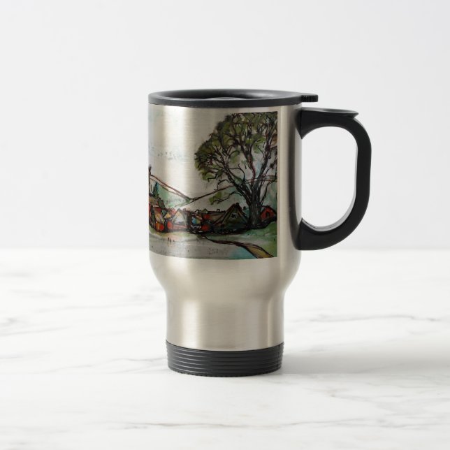 Taza De Viaje Idílico bosquejo de una aldea británica (Derecha)