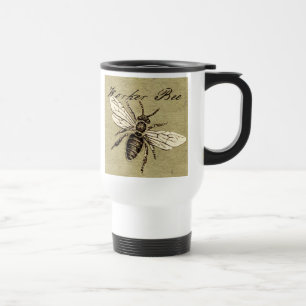 Taza De Viaje Ilustración Antigüedad Insecto Abeja Obrera Vintag