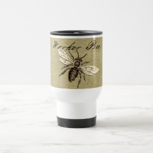 Taza De Viaje Ilustración Antigüedad Insecto Abeja Obrera Vintag