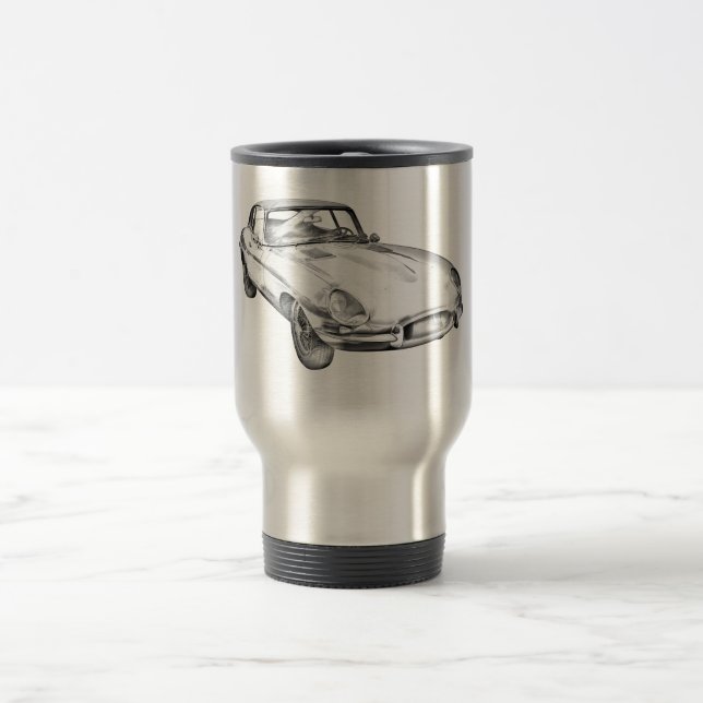Taza De Viaje Ilustracion antiguo 1964 del coche de deportes de (Centro)