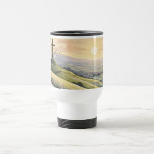 Taza De Viaje ilustración artística del amanecer de Pascua