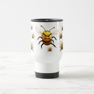 Taza De Viaje Ilustración de abejas de dibujos animados enojadas