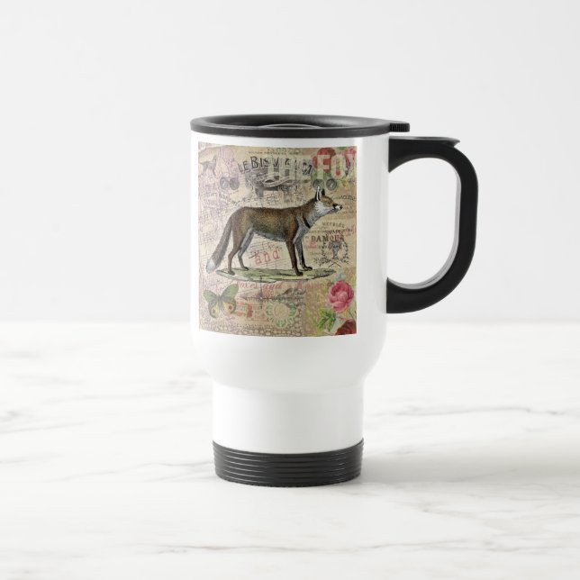 Taza De Viaje Ilustracion de animales de la vida silvestre Fox (Derecha)