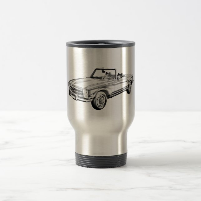 Taza De Viaje Ilustracion de coche convertible Mercedes Benz 280 (Centro)