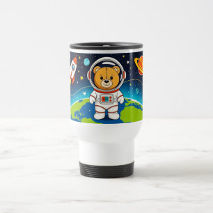 Taza De Viaje Ilustración de dibujos animados de astronauta de o