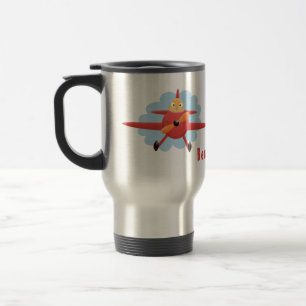 Taza De Viaje Ilustración de dibujos animados de avión rojo vola