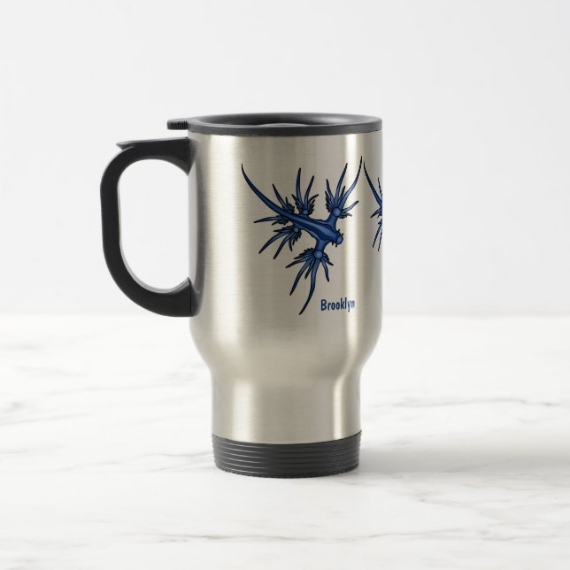 Taza De Viaje Ilustracion de dragón azul (Izquierda)