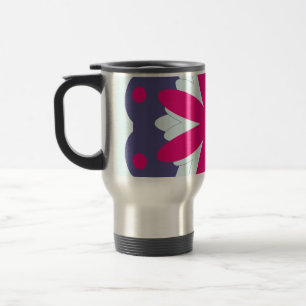Taza De Viaje Ilustracion de formas florales púrpura y rosa