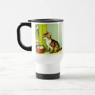 Taza De Viaje Ilustracion de gato de tabby de época