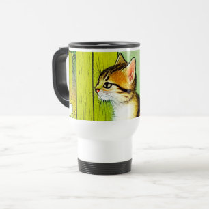 Taza De Viaje Ilustracion de gato de tabby de época