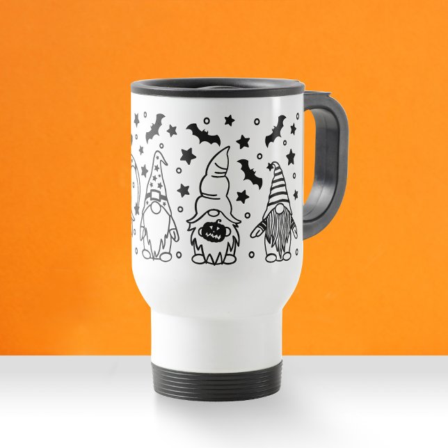 Taza De Viaje Ilustracion de Halloween de Gnomes Bats Bumkins (Subido por el creador)