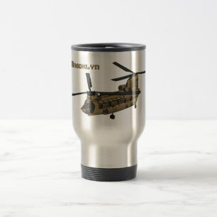 Taza De Viaje Ilustracion de helicópteros militares de Chinook
