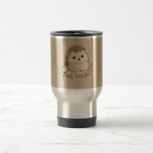 Taza De Viaje Ilustración de jardín de erizo al aguarela