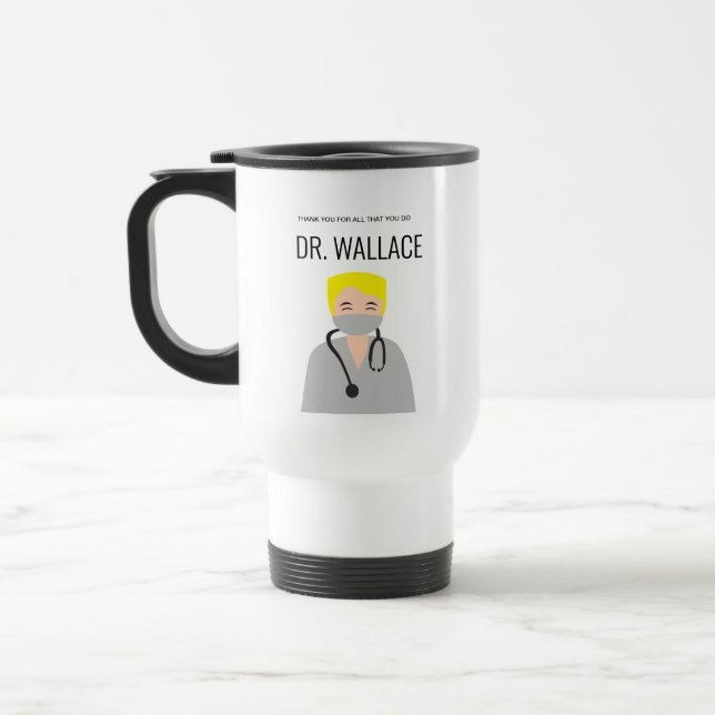 Taza De Viaje Ilustracion de Médico masculino personalizado Grac (Izquierda)