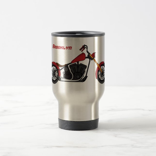 Taza De Viaje Ilustracion de motocicleta estilo helicóptero (Centro)