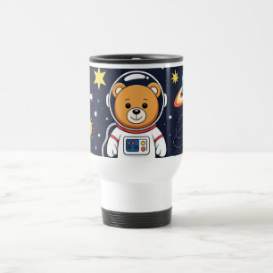 Taza De Viaje Ilustración de oso espacial de dibujos animados y 
