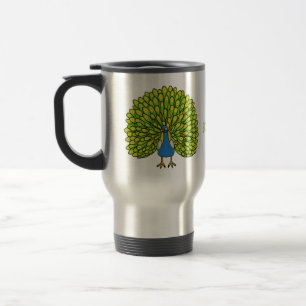 Taza De Viaje Ilustracion de pájaro pavo real