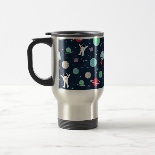 Taza De Viaje Ilustración de patrón espacial (Izquierda)