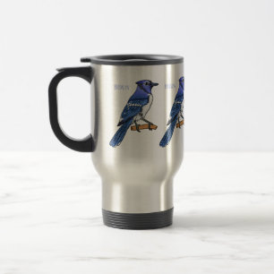Taza De Viaje Ilustracion de personalizado de ave azul jay