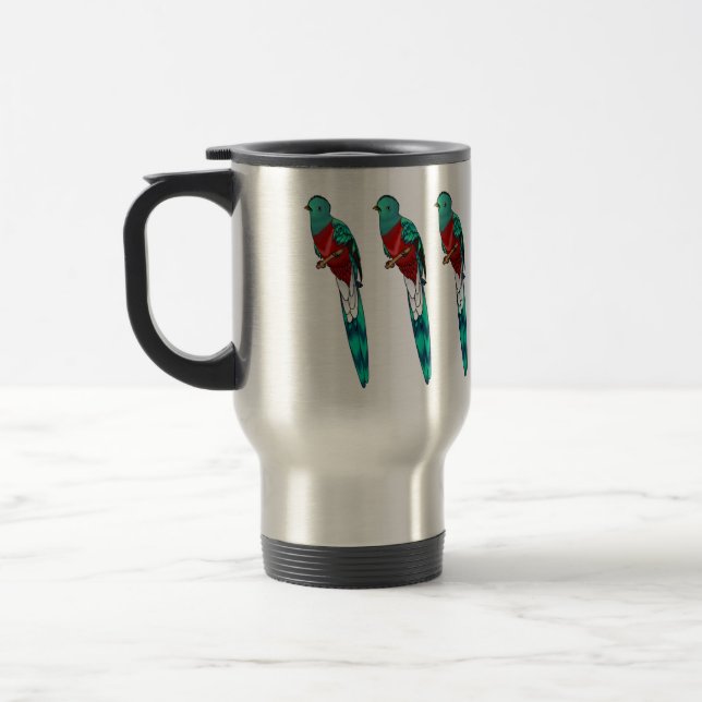 Taza De Viaje Ilustracion de personalizado de aves quetzales res (Izquierda)