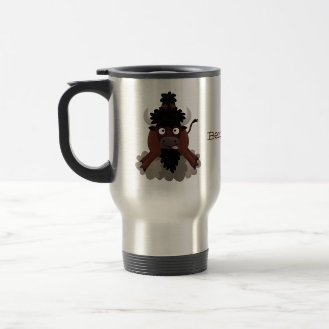 Taza De Viaje Ilustracion de personalizado de bisontes búfalos d (Izquierda)