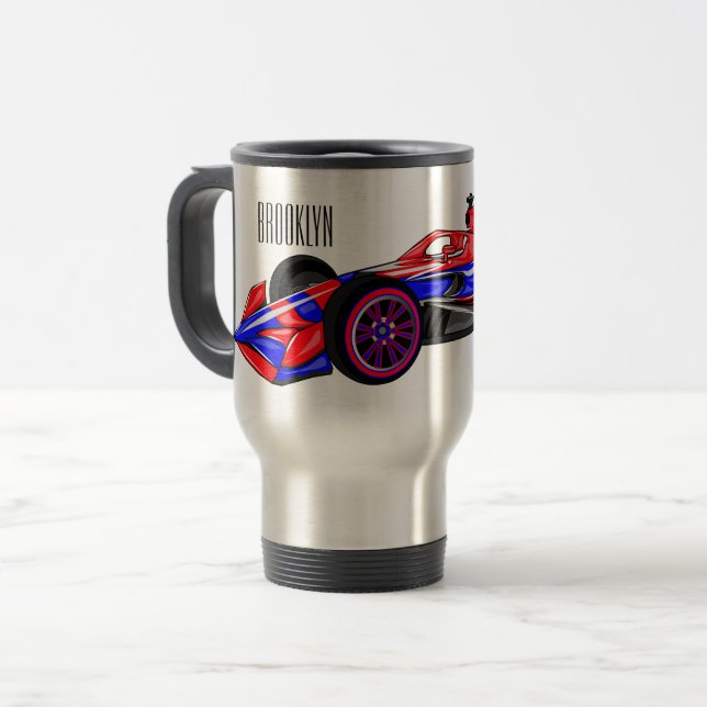 Taza De Viaje Ilustracion de personalizado de coches de carreras (Anverso izquierdo)